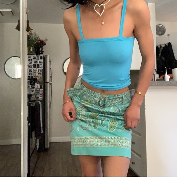 Pattern Skirt ~Valerie Stevens Petite💚💙With Belt - Picture 4 of 8